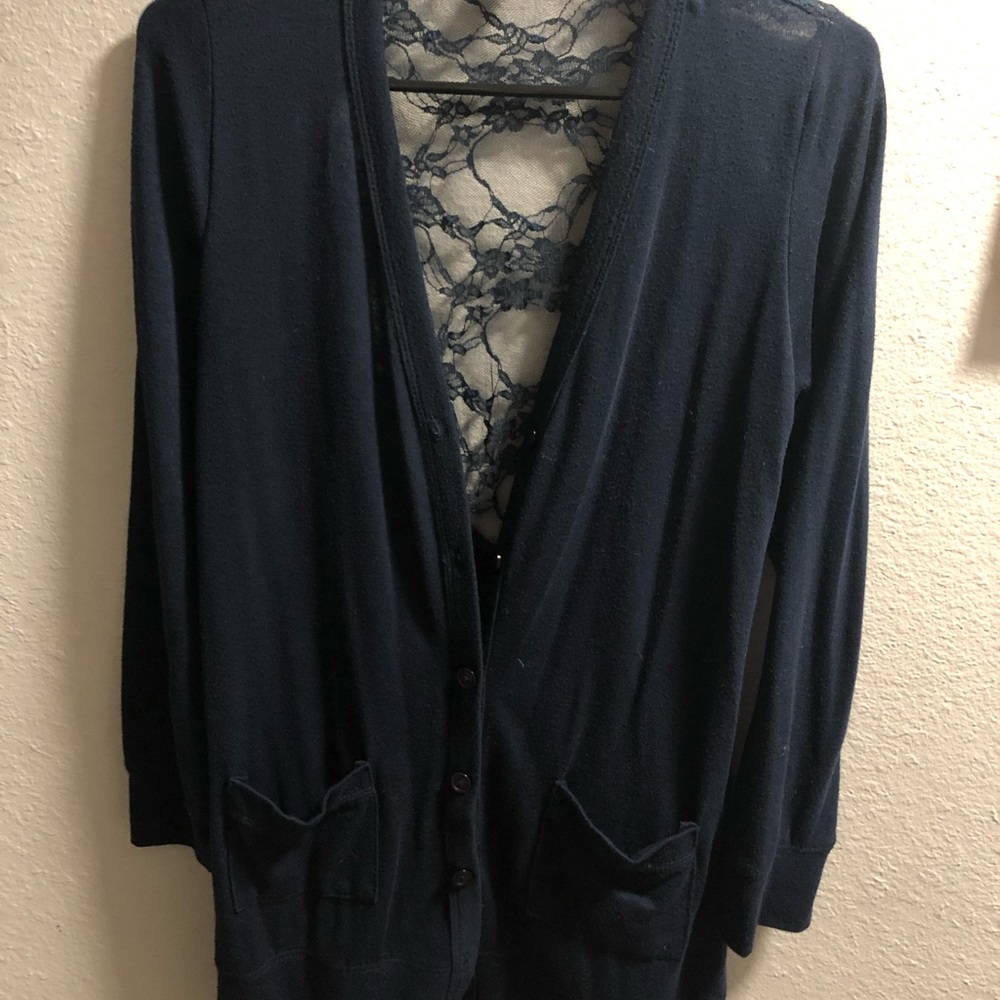 Navy lace cardigan